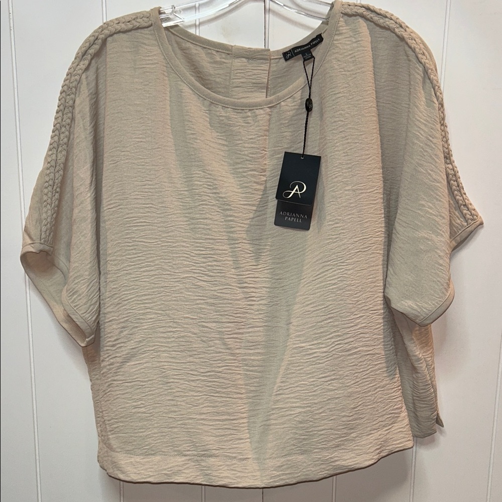 Adrianna Papell Beige Textured Blouse